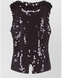 P.A.R.O.S.H. - Sequin Top Sleeveless Tie Front V Neckline - Lyst