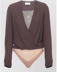 Elisabetta Franchi - Viscose Bodysuit Shirt Draped Deep Neckline - Lyst