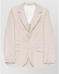 Brunello Cucinelli - Silk Linen Wool Single-Breasted Blazer - Lyst