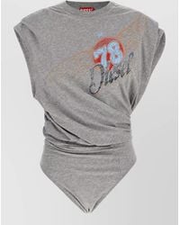 DIESEL - Printed Draped Bodysuit - Lyst