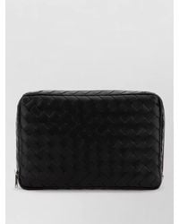 Bottega Veneta - Leather Intrecciato Zipped Clutch Bag - Lyst