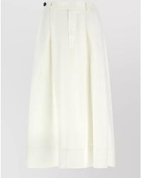 Brunello Cucinelli - Viscose And Linen Pleated Midi Skirt - Lyst