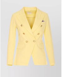 Circolo 1901 - Double-Breasted Jacket With Decorative Pocket Square - Lyst