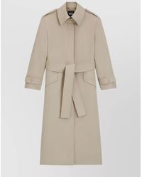 BOSS - Wool Trench Coat Belted Waist - Lyst