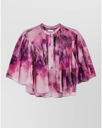Isabel Marant - Cotton Printed Ruffled Cropped Blouse - Lyst
