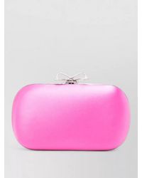 Self-Portrait - The Bow Satin Crystal-Embellished Clutch Bag - Lyst