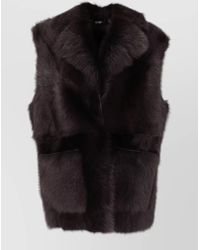 LA ROSE - Faux Fur Long Gilet - Lyst