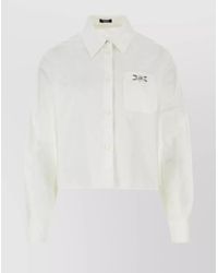 Versace - Textured Shirt With Cropped Length And Chest Pocket - Lyst