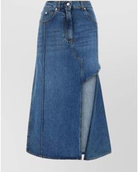 McQueen - Denim High-Rise Cutout Midi Skirt - Lyst