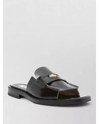 Moschino - Slides Open Toe Flat Sole Tone - Lyst