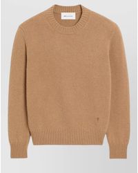 Ami Paris - Cashmere Wool-Blend Ribbed Crew-Neck Sweater - Lyst