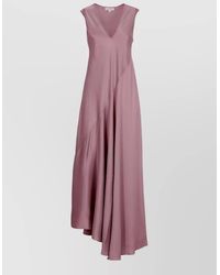 Antonelli - Silk V-Neck Sleeveless Flared Maxi Dress - Lyst