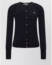 Vivienne Westwood - Slim Fit Ribbed Wool Cardigan With Long Sleeves - Lyst