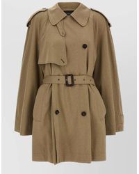 Balenciaga - Cotton Cropped Belted Double-Breasted Trench Coat - Lyst