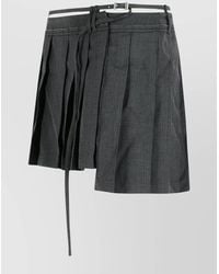 Acne Studios - Wool Blend Pleated Skirt With Belted Waist - Lyst
