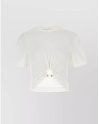 Rabanne - Cotton Gathered Asymmetric Cropped Short-Sleeve T-Shirt - Lyst