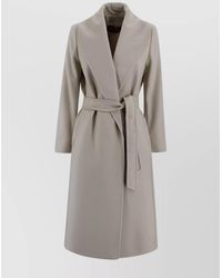 Max Mara - Wool Drape Coat Belted Waist - Lyst