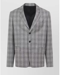 Celine - Wool Cashmere Checked Blazer - Lyst