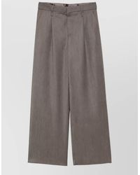 Emporio Armani - Virgin Wool Wide-Leg Trousers - Lyst