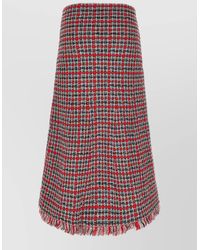 Self-Portrait - Checked Knit Midi A-Line Skirt - Lyst