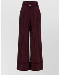 Fendi - Silk High-Rise Pleated Wide-Leg Trousers - Lyst