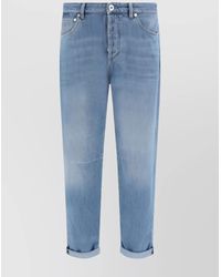 Brunello Cucinelli - Straight Fit Cotton Jeans With Turned-Up Hem - Lyst