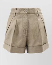 Aspesi - Linen Cotton Tailored Shorts Belt Loops - Lyst