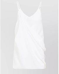 MM6 by Maison Margiela - Silk Draped V-Neck Mini Dress - Lyst