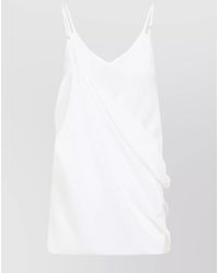 MM6 by Maison Margiela - Silk Draped V-Neck Mini Dress - Lyst