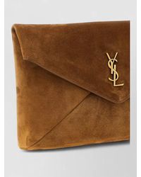Saint Laurent - Cassandre Large Suede Clutch Bag - Lyst