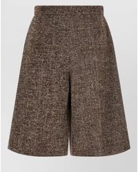 Agnona - Wool Silk High-Rise Wide-Leg Bermuda Shorts - Lyst