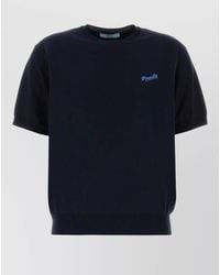 Prada - Silk Ribbed Crewneck Short-Sleeve Knitted Top - Lyst