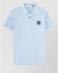 Stone Island - Short Sleeve Polo Collar Cotton Shirt - Lyst