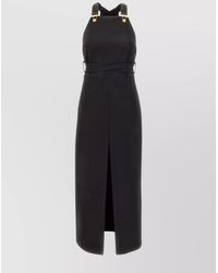 Patou - Wool Dungaree Dress With Belt And Slit - Lyst