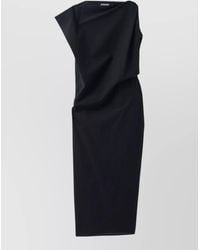 Jacquemus - Cotton Asymmetric Sleeveless Draped Midi Dress - Lyst