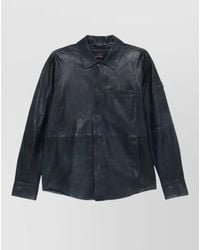 Peuterey - Todd Leather Jacket Point Collar Chest Pocket - Lyst