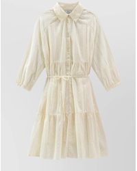 Woolrich - Cotton Broderie Anglaise Tiered Mini Shirt Dress - Lyst