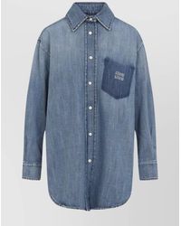 Miu Miu - Suede And Denim Shirt - Lyst