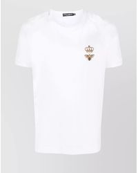Dolce & Gabbana - Cotton T-Shirt With Embroidered Bee And Crown - Lyst
