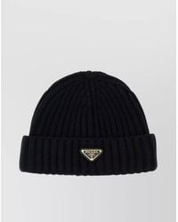 Prada - Wool Beanie Hat Folded Cuff - Lyst