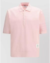 Thom Browne - Ribbed Cotton Short-Sleeve Polo Shirt - Lyst