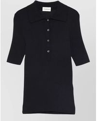 P.A.R.O.S.H. - Knit Polo Collar Top Ribbed Short Sleeves - Lyst