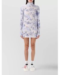 Off-White c/o Virgil Abloh - Printed High-Neck Long-Sleeve Mini Dress - Lyst