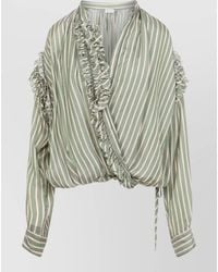 Dries Van Noten - Striped Wrap Shirt Long Sleeves Ruffle - Lyst