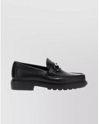 Ferragamo - Round Toe Loafers With Metallic Buckle - Lyst