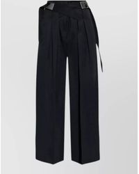 The Attico - Wool Gabardine Trousers Pleated Wide Leg Buckle - Lyst