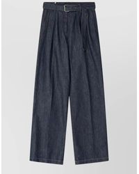 Dries Van Noten - Denim Trousers Pleated Front Removable Belt - Lyst