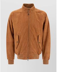 Baracuta - Leather Ribbed Bomber Jacket - Lyst