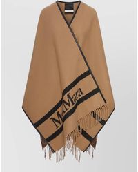 Max Mara - Wool Fringed V-Neck Poncho - Lyst