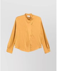 forte_forte - Silk Satin Tie-Neck Long-Sleeve Blouse - Lyst